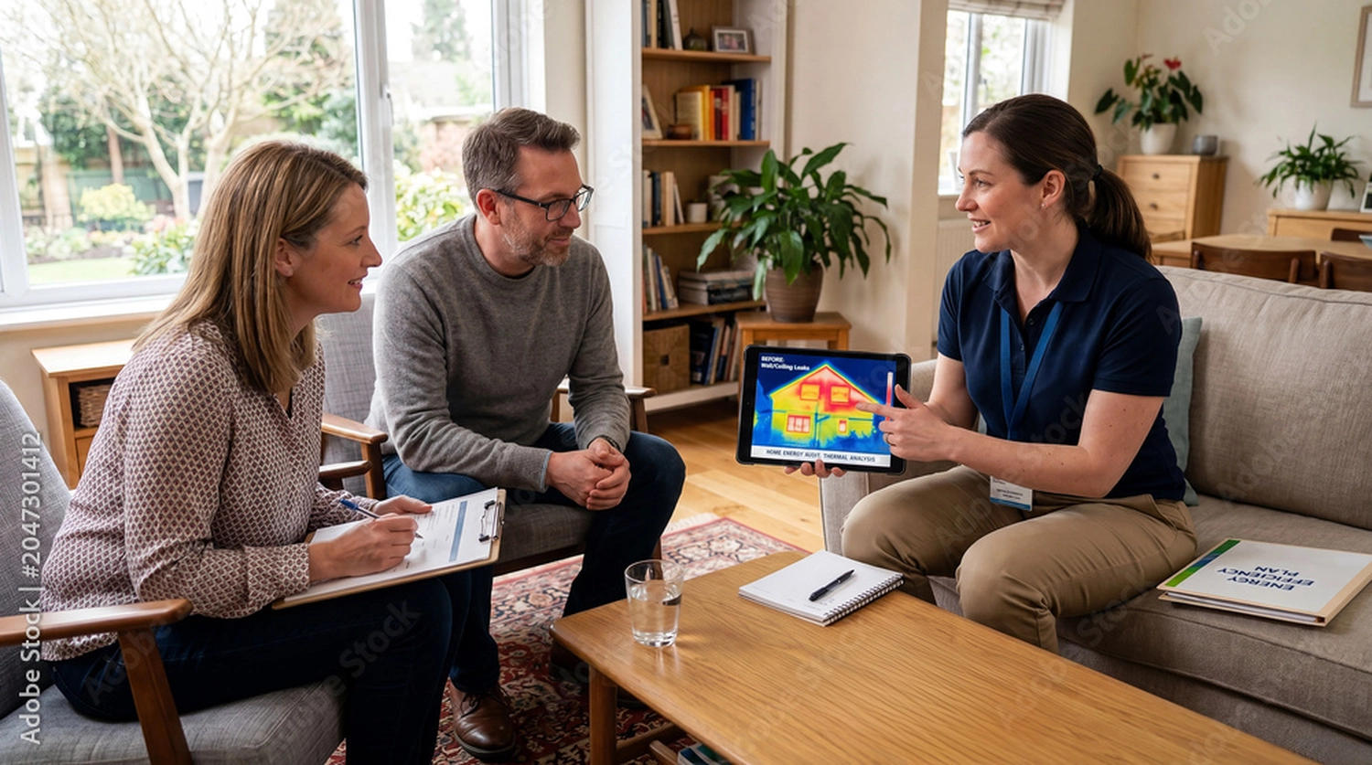 Deltatherm Energieberatung GmbH - Experten arbeiten gemeinsam an Lösungen für erneuerbare Energien mit Hausmodellen, Windkraftanlagen und Solarmodulen und legen dabei Wert auf umweltfreundliches Design.
